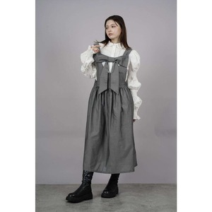 Front ribbon Sleeveless Onepiece (Long丈)