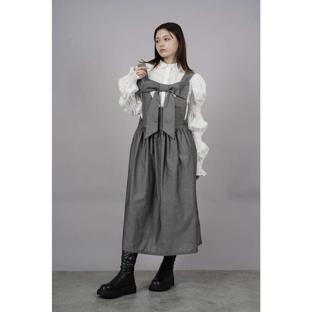 Front ribbon Sleeveless Onepiece (Long丈)