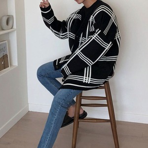 格子柄ニットカーディガン　MT0080370