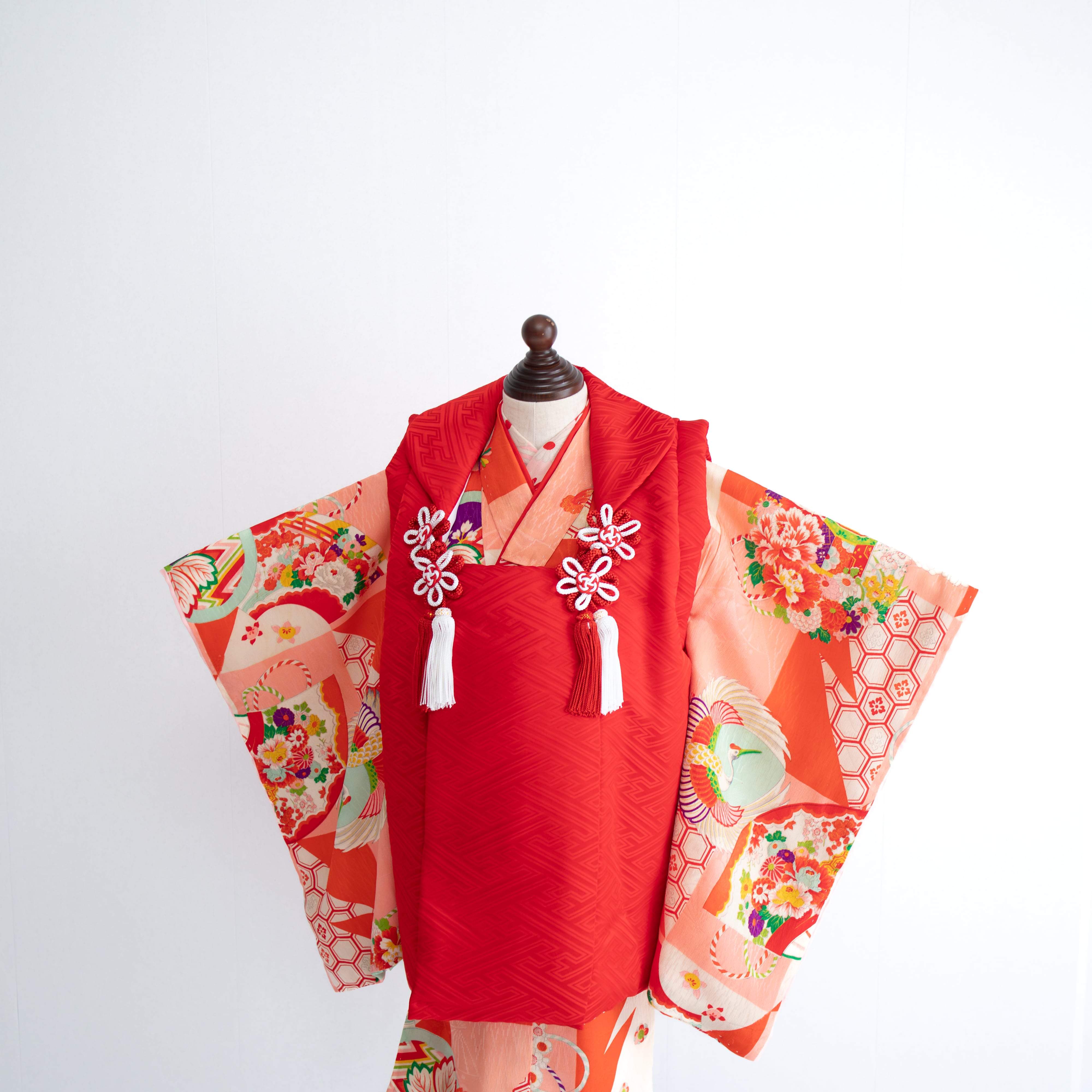 女の子被布style『桃花扇』/SS3018 (対応身長目安 腰揚げ無の場合 82㎝~86㎝) (腰揚げ有の場合 82㎝~90㎝)