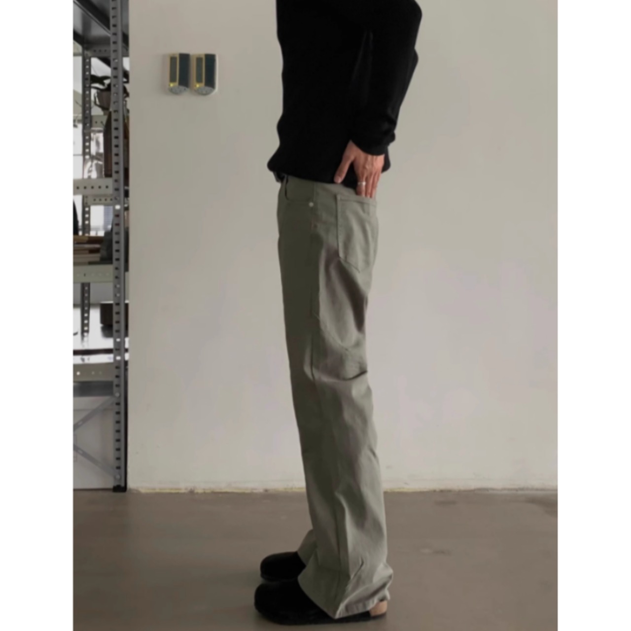 ウォッシュドストレートシンプルパンツ　0885