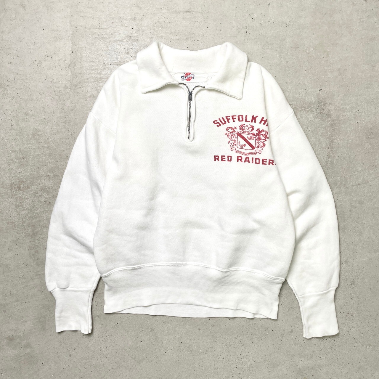 50年代 VINTAGE ハーフジップ スウェットシャツ カレッジプリント 長 