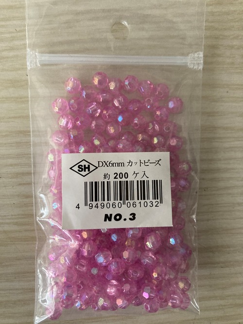 DXカットビーズ6mm200個ローズ色