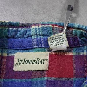 90s St.John's Bay flannel plaid shirt XL 古着