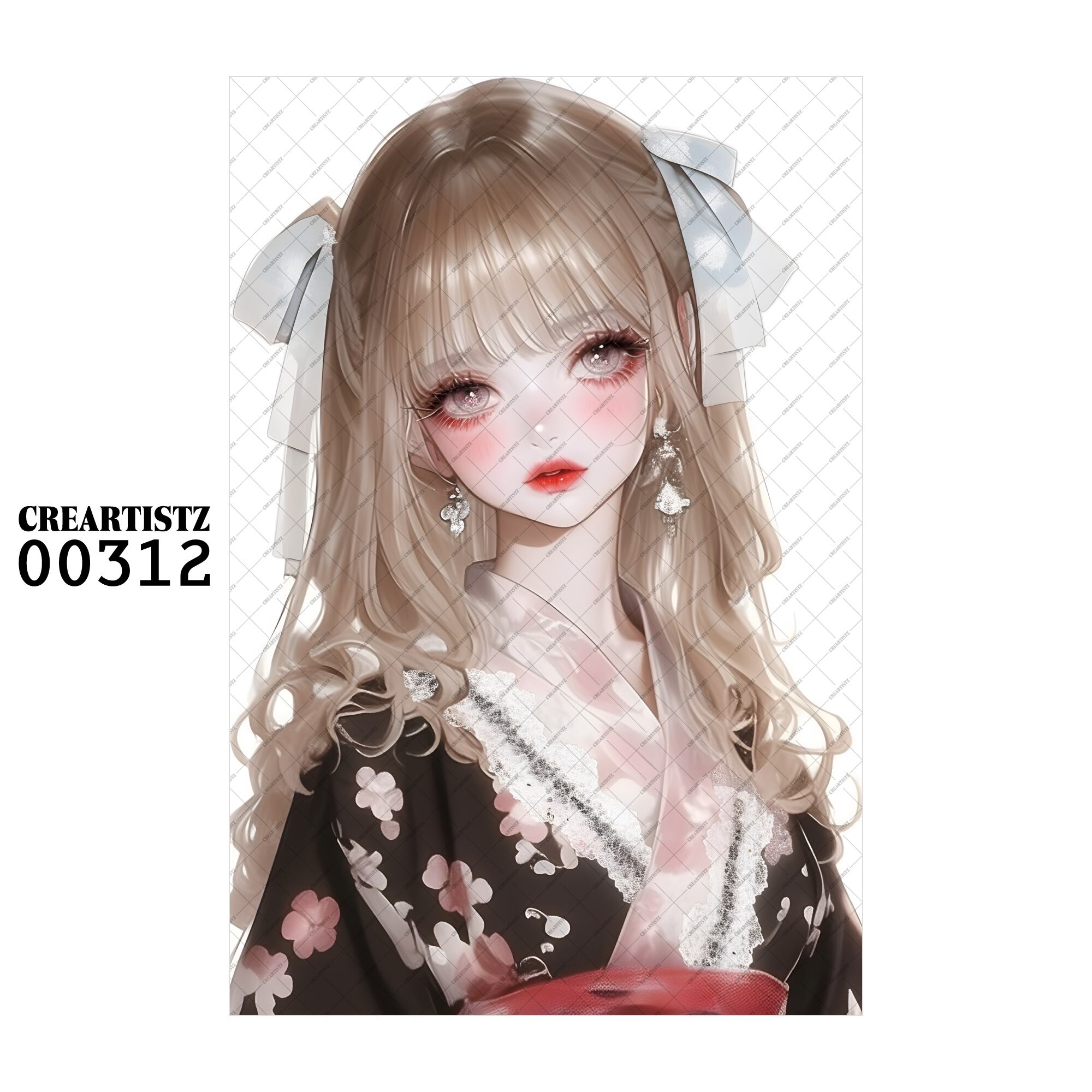 00312 ガール キュート オリジナル ペーパー/ステッカー 4枚セット CREARTISTZ