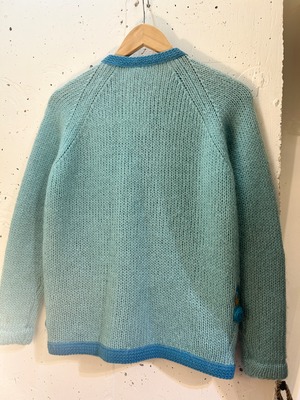 60's blue flower mohair cardigan