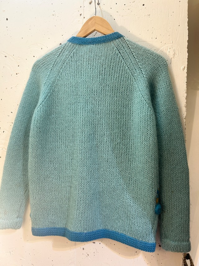 60's blue flower mohair cardigan