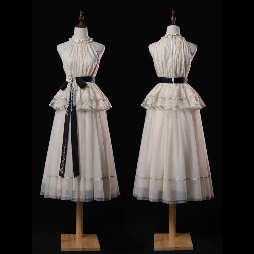 スカート シフォン 月光礼賛 クラシカルロリィタ 生成色 お茶会 女子会コーデ