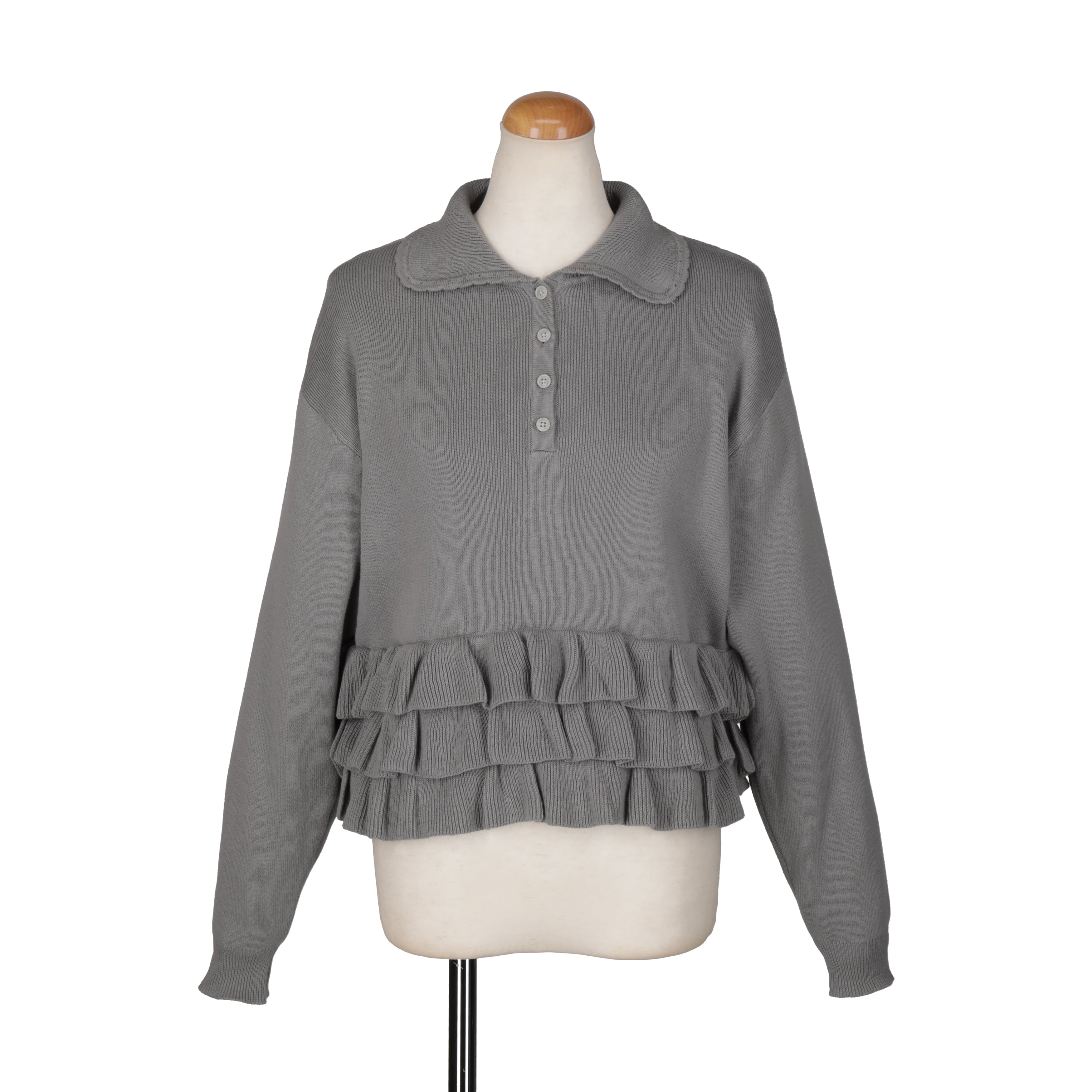 フリルプルオーバーニット　GRAY