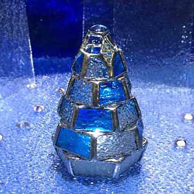 ステンドグラス・ミニランプ 【小さなもみの木ランプ／樹氷ver.】（LED