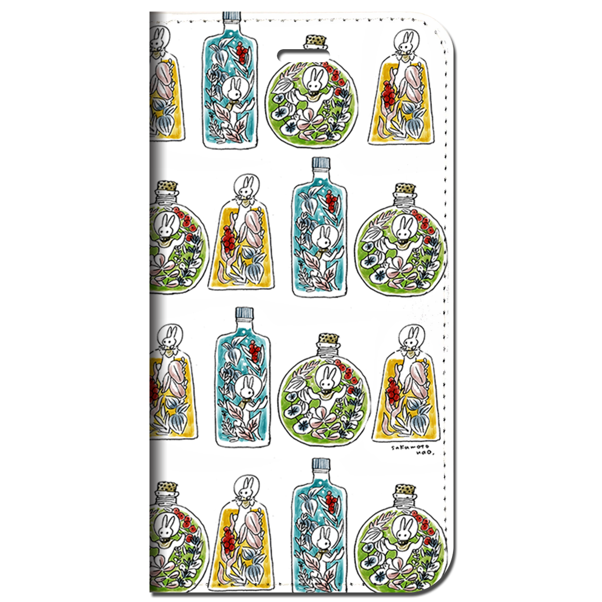 iPhone対応 スマホ 手帳型ケース 水中探検のうさぎ ポップ イラスト 【iPhone16 / iPhone16e / iPhoneSE 他 iPhone各機種対応】 st42