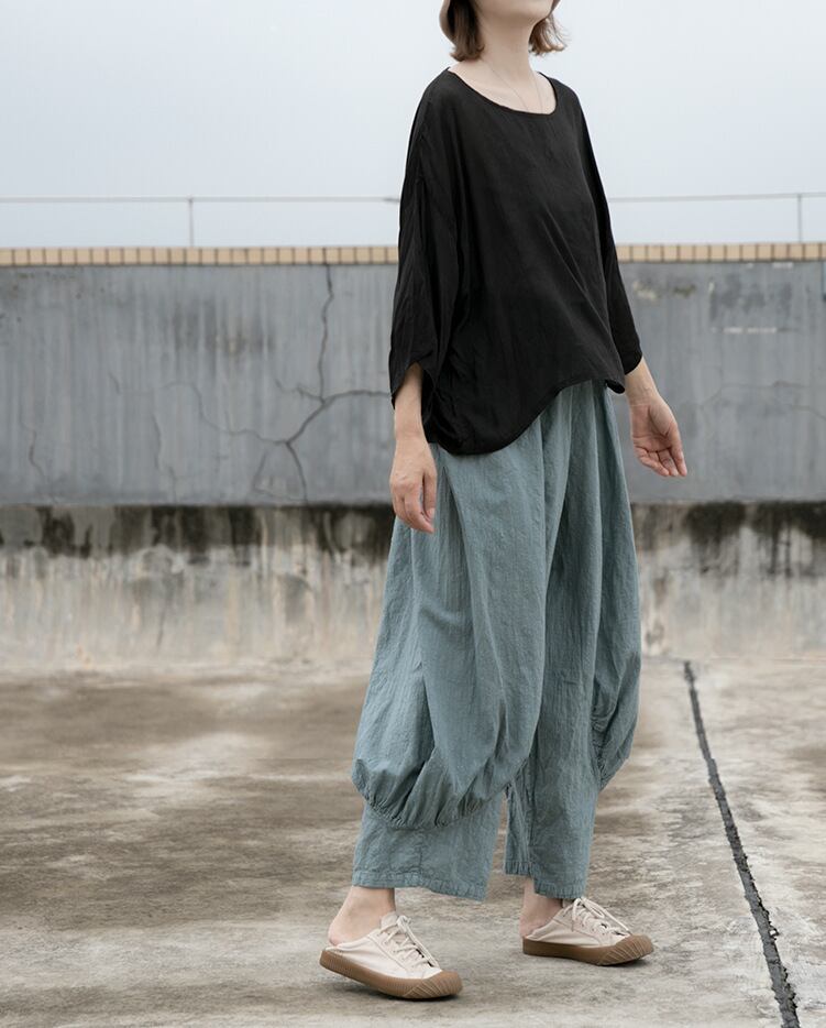 スプリングサマールーズカジュアルパンツ プリーツ コットン 春物 夏物 ショーツ ブルマー Yiranxuaディースワード1749260820