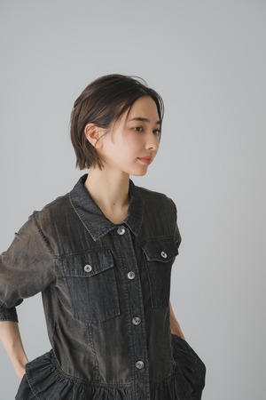 ヘムフリルデニムコンビシアージャケット　70062-3111