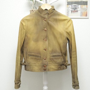 Ralph Lauren Leather Stand Collar Jacket Beige