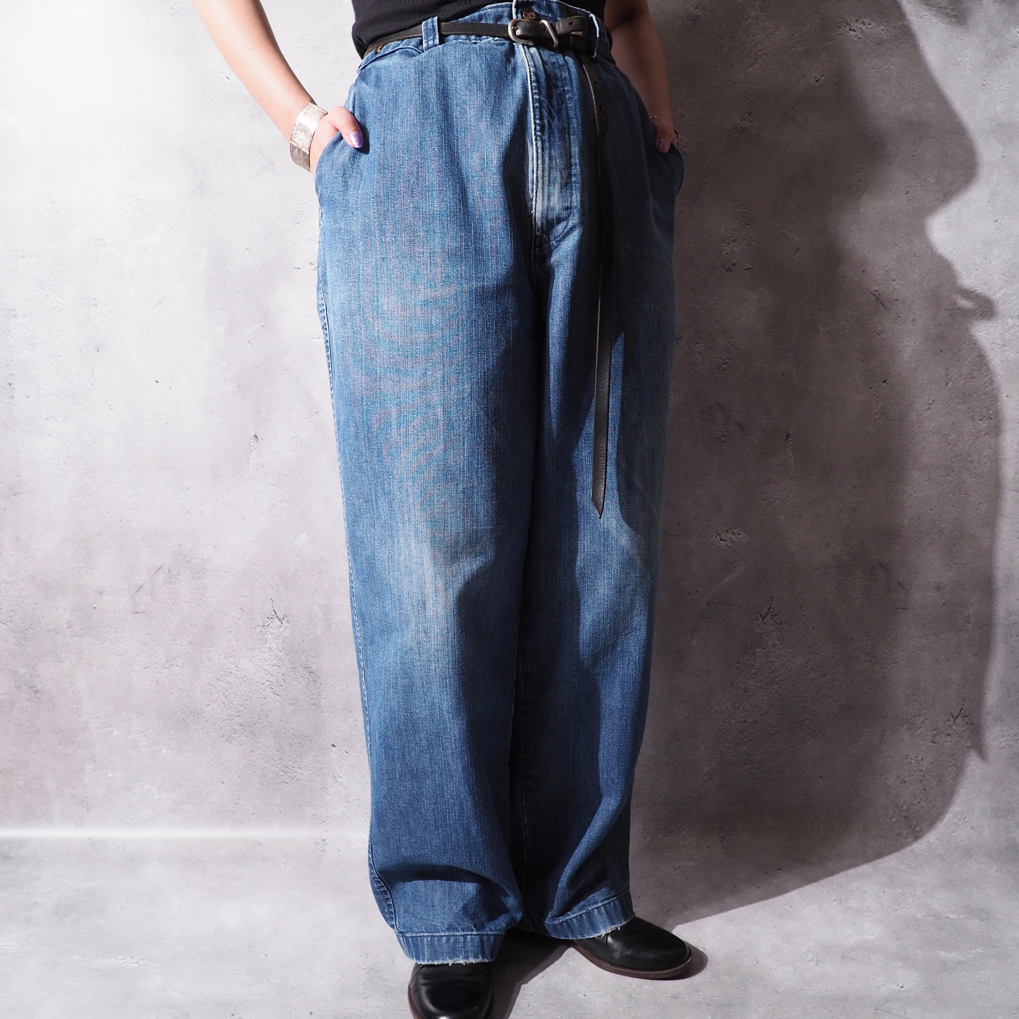 1990s ” Roundtree&Yorke ” Indigo wide loose tapered Denim pants
