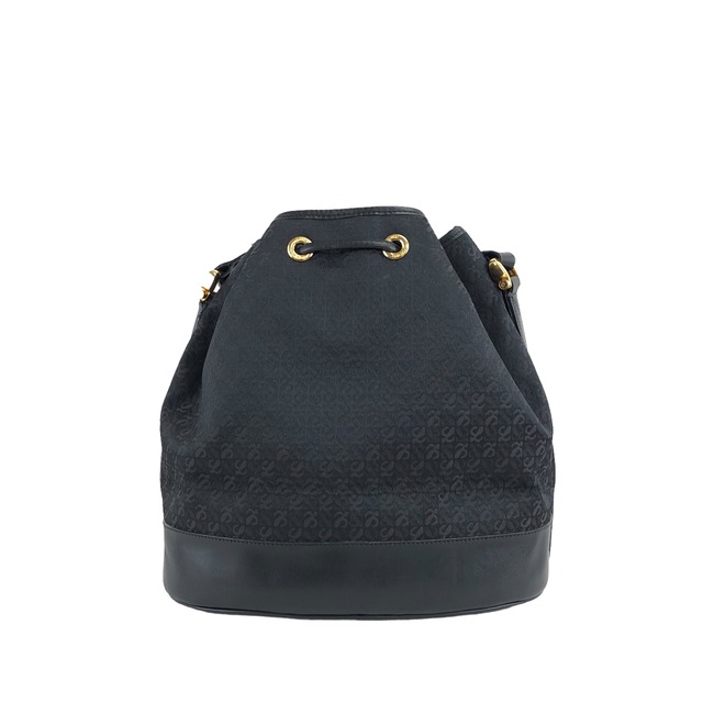 LOEWE ロエベ 総柄 ショルダーバッグ ブラック アナグラム ジャガード レザー 巾着 vintage ヴィンテージ オールド ph8edx