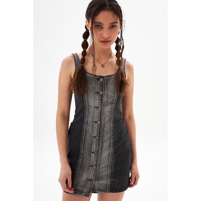 [WHY NOT US] 2-tone denim mini dress - black 正規品 韓国ブランド 韓国代行 韓国ファッション 韓国通販 ワンピース