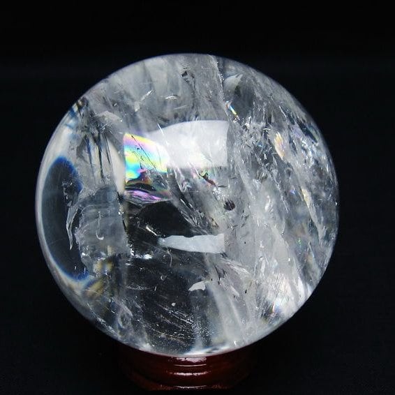 水晶 丸玉 虹入り 64mm スフィア 置物 水晶玉 一点物 151-8761
