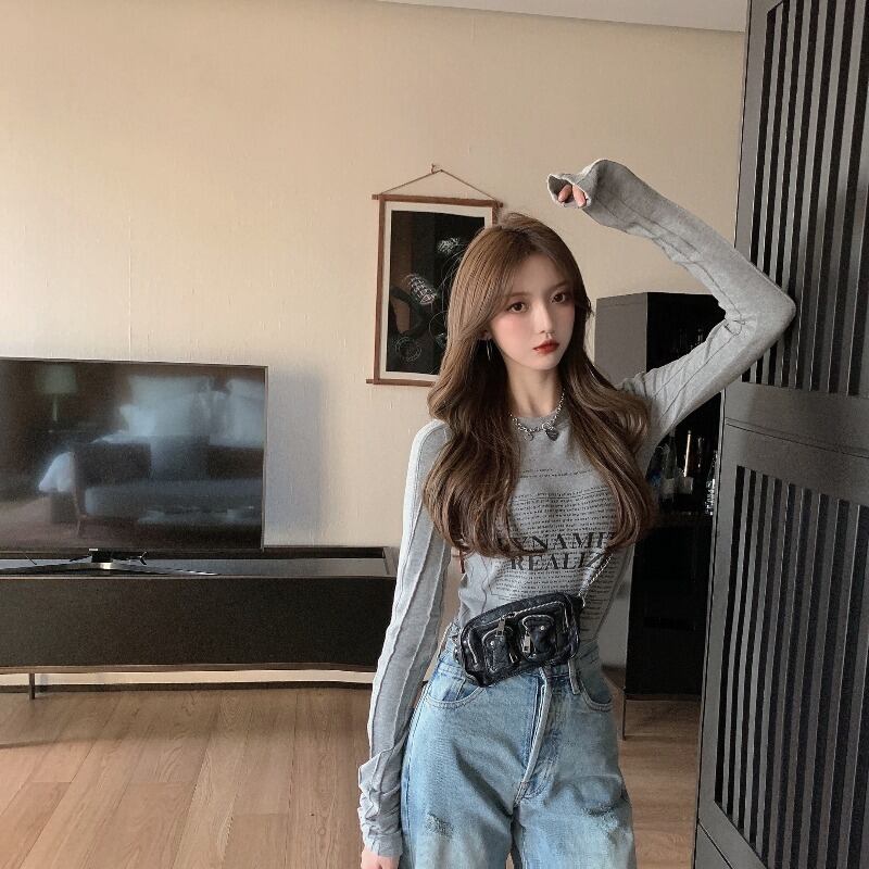 シャツ Tシャツ プリント柄トップス ロング ウィンター 冬物 ブラックストロベリース92072031945