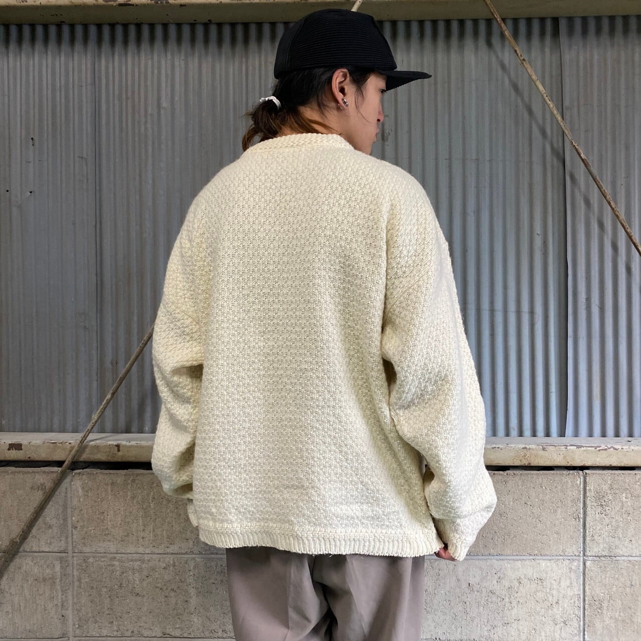 フランス製 LE LAUREAT ケーブル編み ウールニットセーター メンズXL 