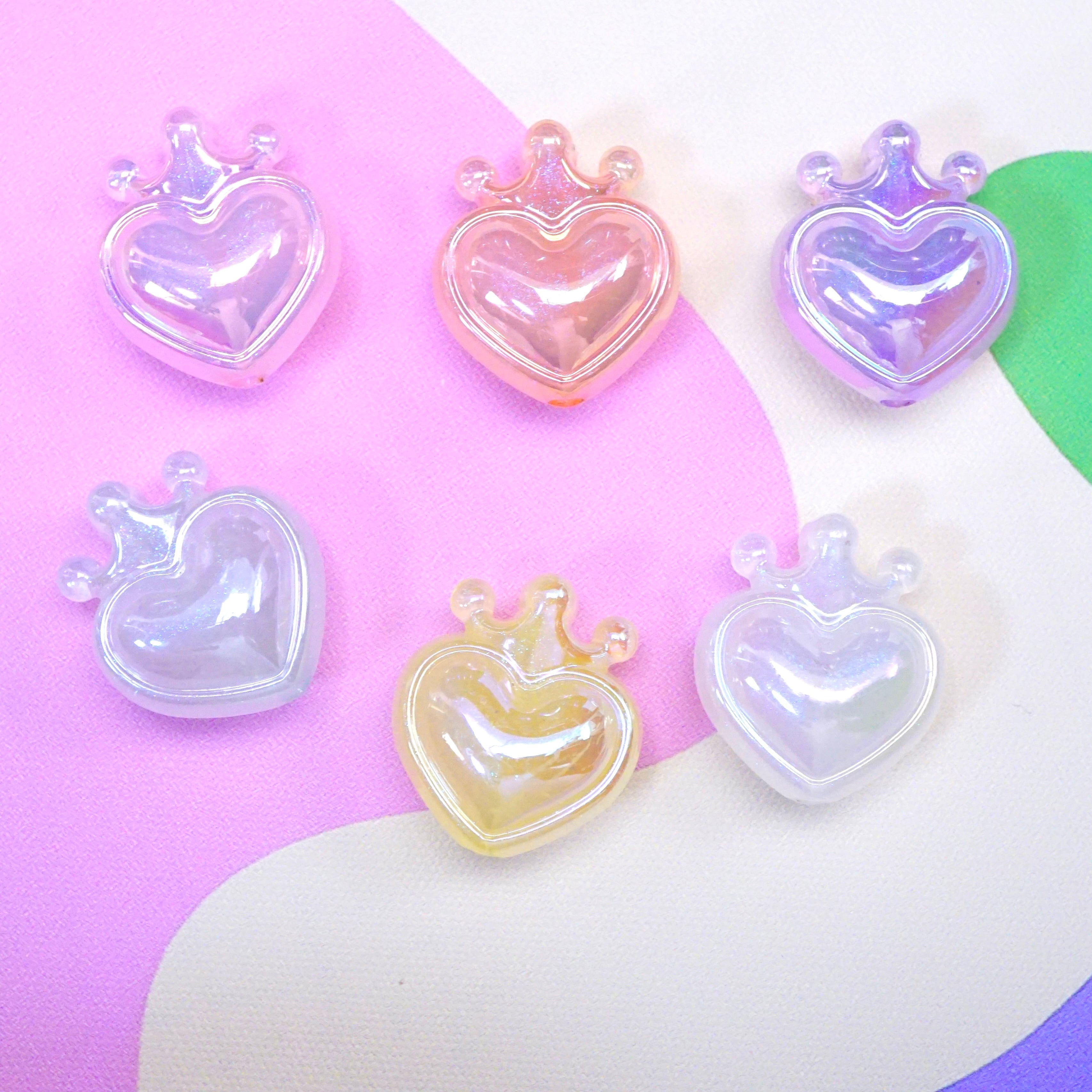 オーロラ優しい水色×手毬ビーズ×オーロラハート×王冠 カスタムボールペン 480【1個/1pcs】高品質 オーロラ 王冠ハートビーズ/ Aurora