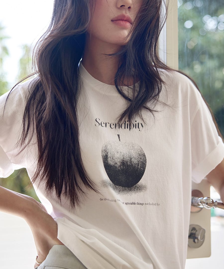 アップルプリント◆コットンTシャツ【t-10636】