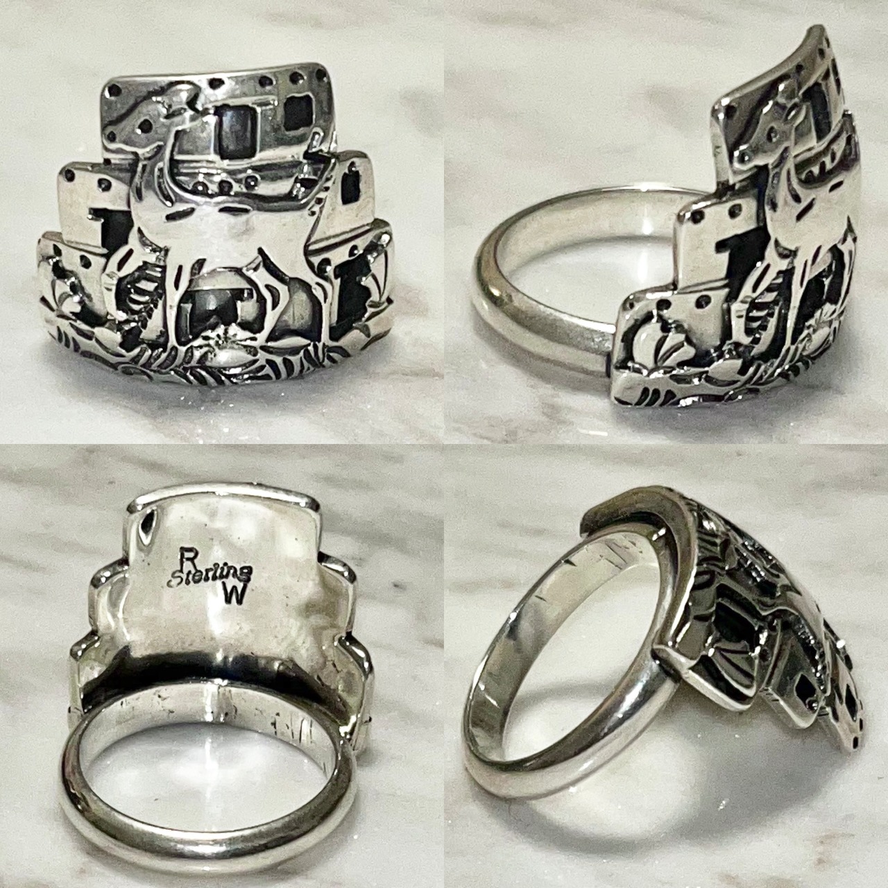 navajo horse motif silver ring