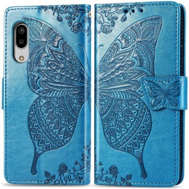 対応AQUOS sense3 / sense3 lite / sense3 basic/Android One S7 SH-02M / SHV45 / SH-RM12 ケース 手帳型 ノートブック型携帯保護カバー多機能携帯ホルスター財布携帯ホルダーバンプパターンテクスチャ耐久性摩擦耐性携帯ケース男性と女性に適した多色オプション バタフライブルー 427