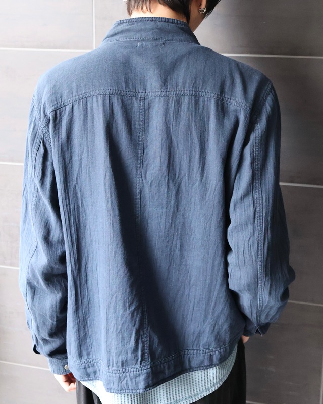 zip up linen blouson