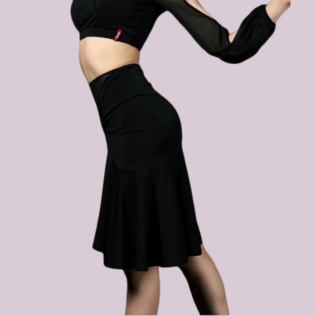 ギャザーデザイン アシンメトリー ラテンスカート 2col　D00381