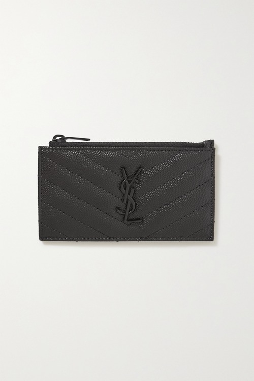 【SAINT LAURENT】 fragments quilted textured-leather cardholder 211000080