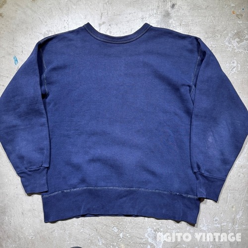 60's~ FRUIT OF THE LOOM フルーツオブザルーム セットインスリーブスウェット ネイビー 無地 ソリッド コットンポリ 混紡 XL 46-48 希少 ヴィンテージ BA-2644 RM3063H