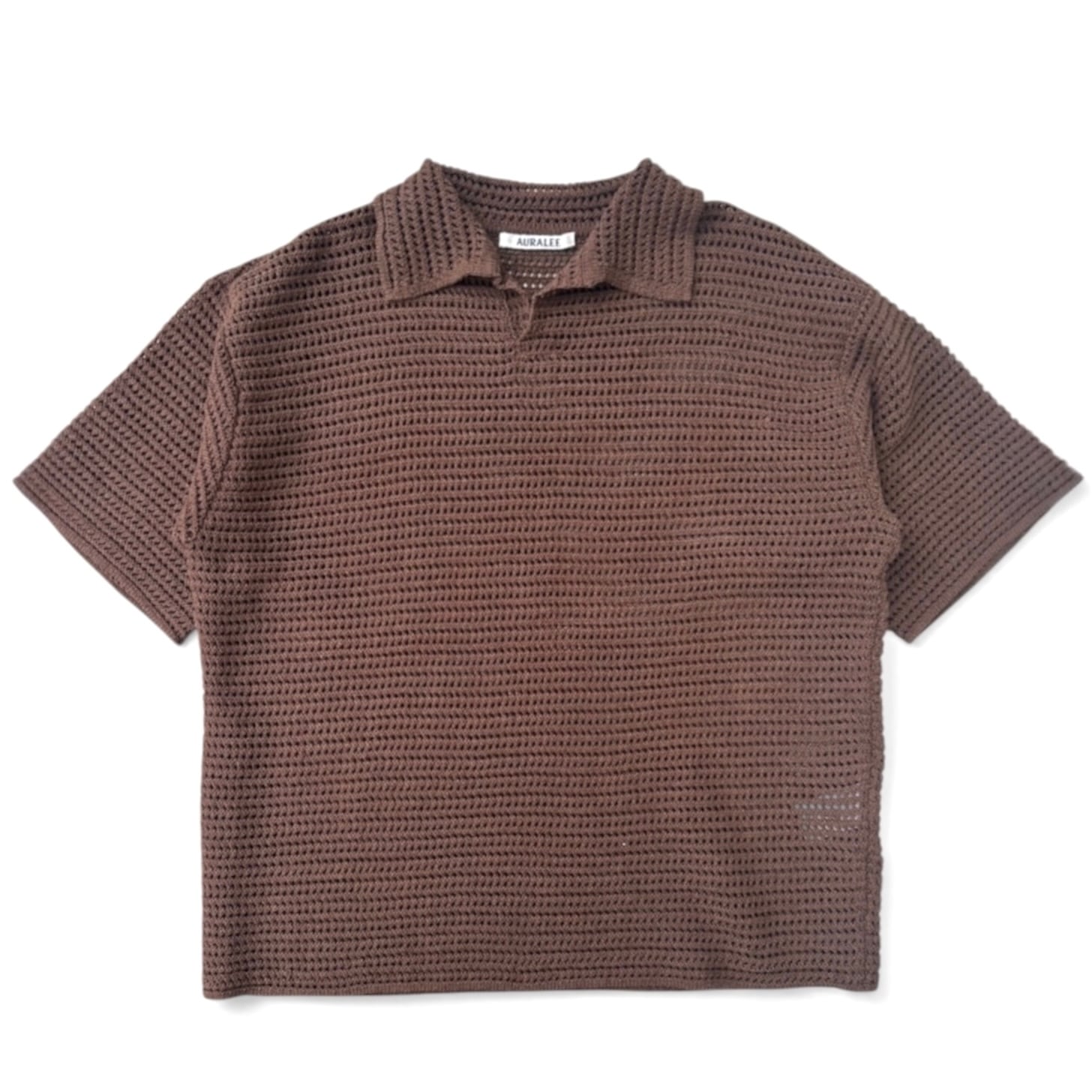 AURALEE  [TUSSAH SILK COTTON MESH KNIT SKIPPER POLO]