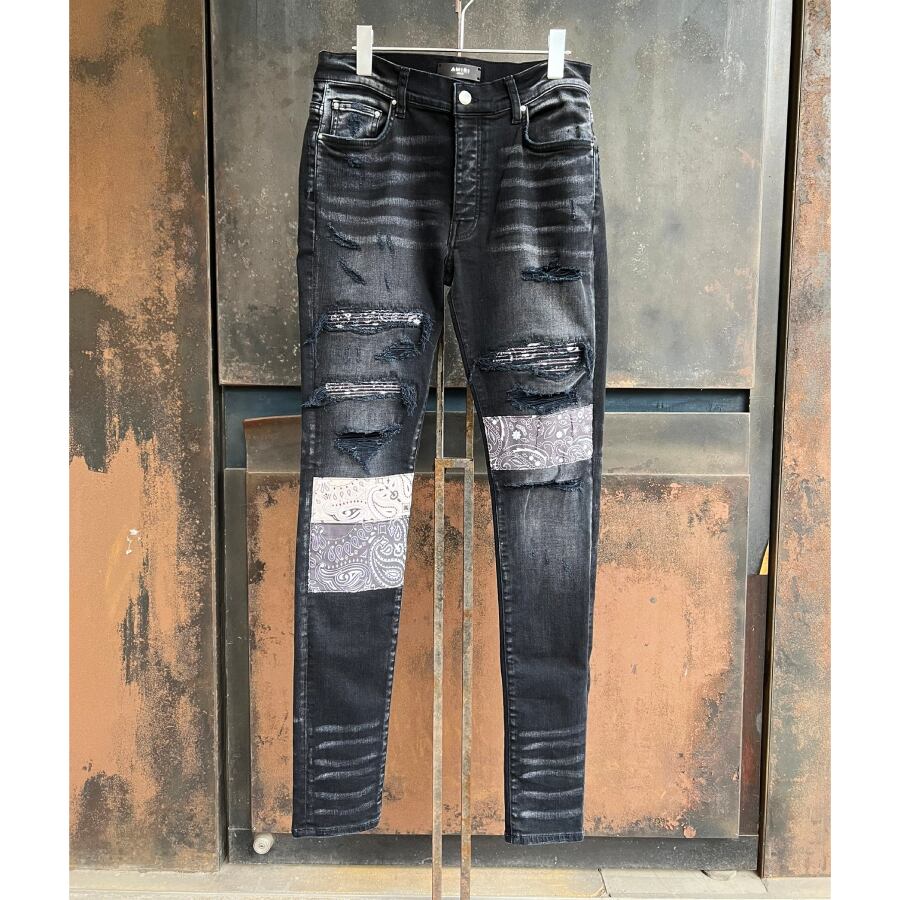 AMIRI VINTAGE BANDANA ARTPATCH JEAN BLACK | AYIN