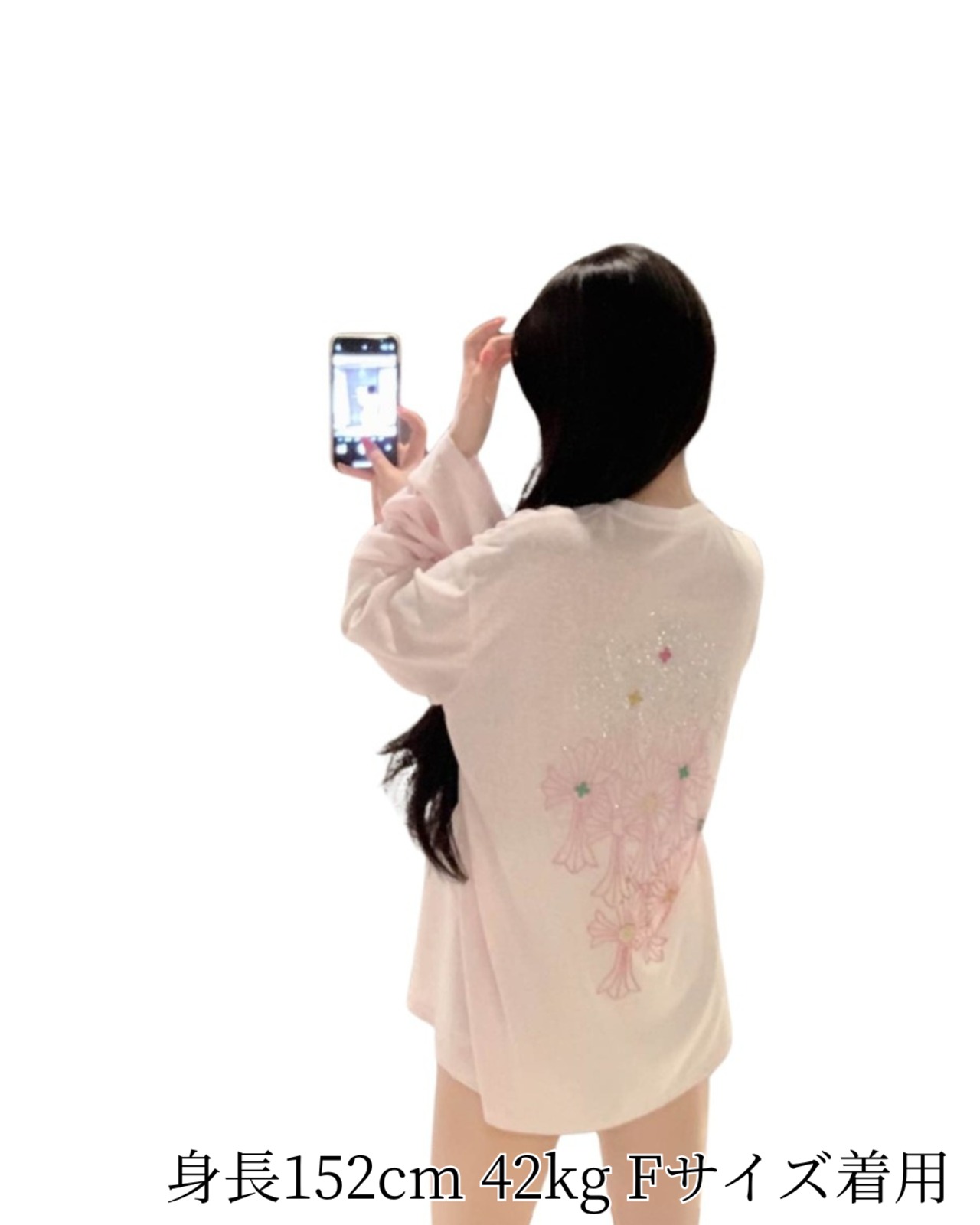 ラインストーンクロス ロングTシャツ(WT00006)