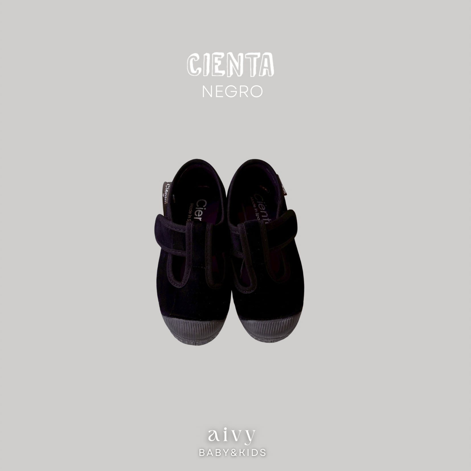 【即納】cienta / Velour Tstrap /  Negro / No.01