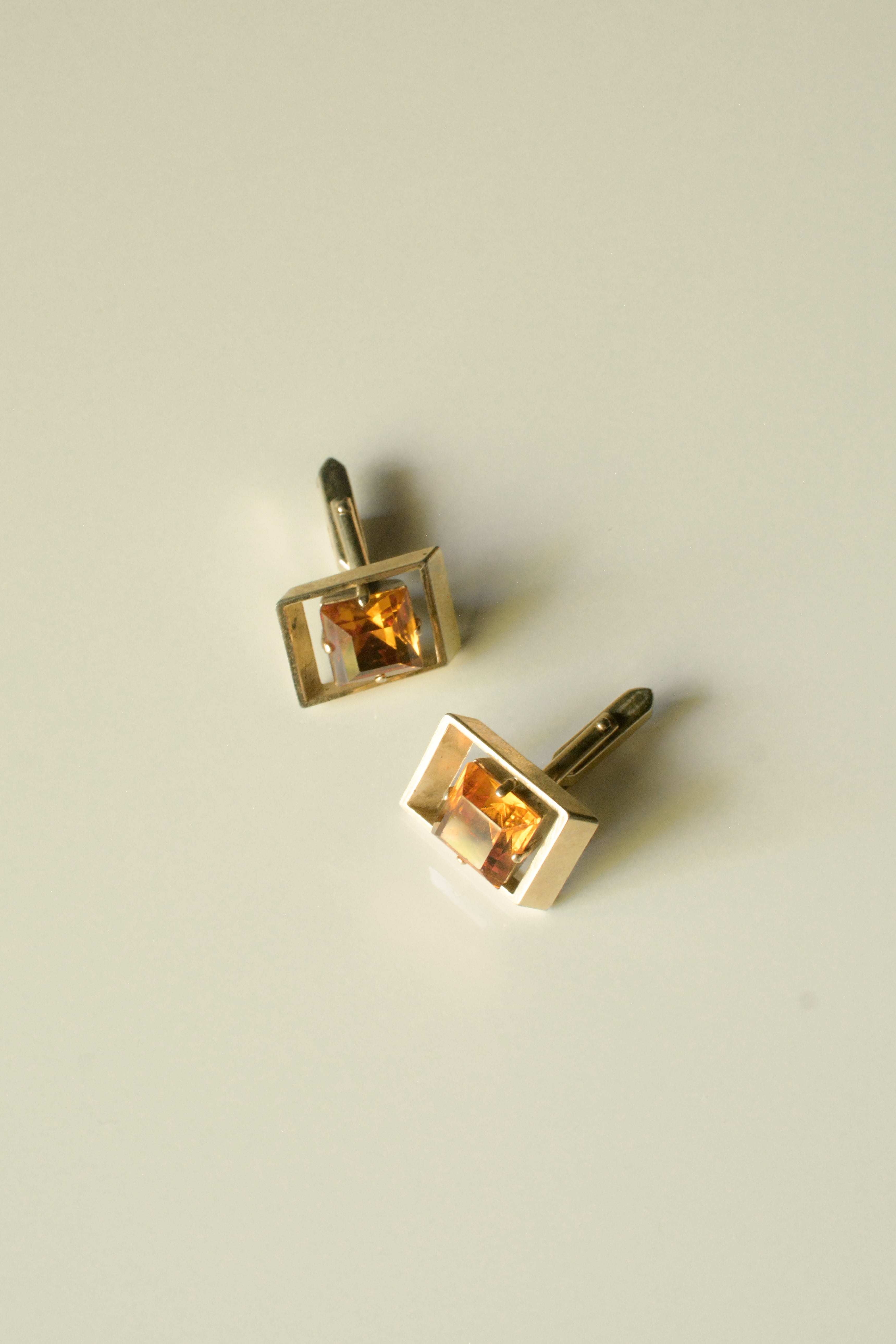 Vintage Amber Glass Cufflinks