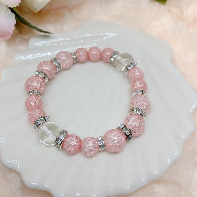 天然石 ブレスレット (爆裂水晶 ピンク) | MikitanStore