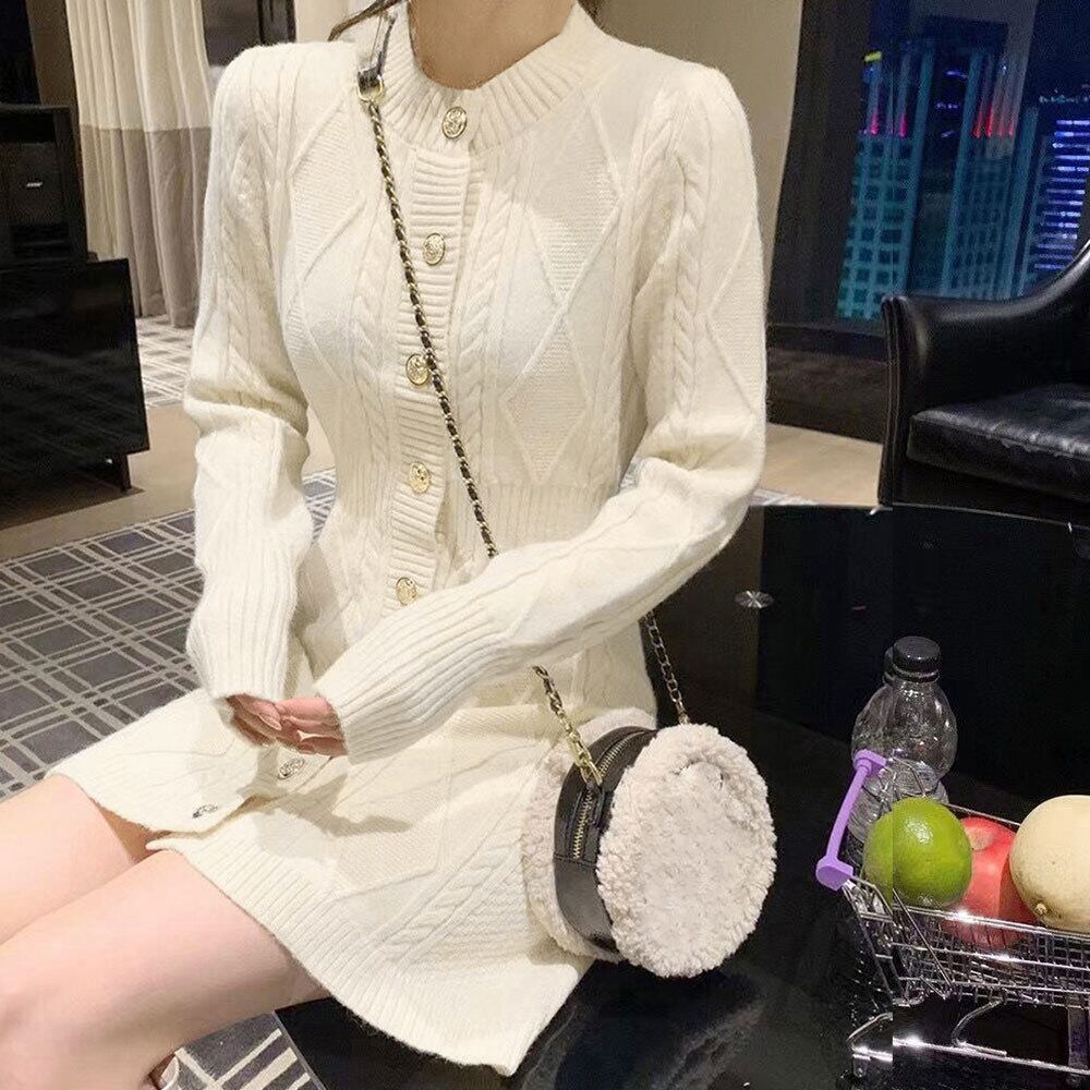 ケーブル編み ニット ミニワンピース 長袖 レディース 秋冬 韓国 ワンピース 大人 かわいい きれいめ ゆったり 柔らかい ニットカーディガン 2way 大人可愛い 大人女子