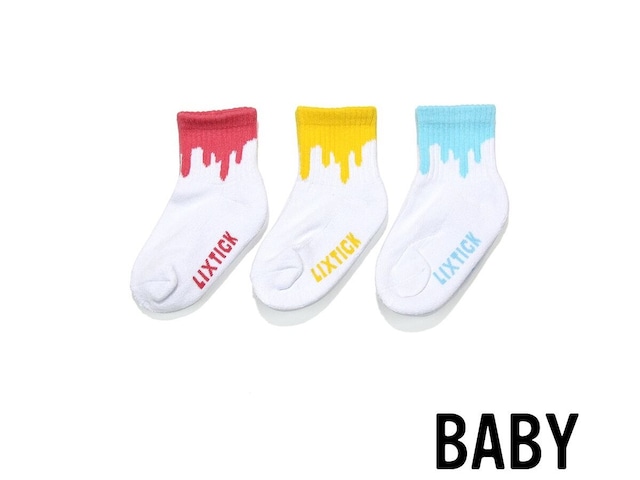 （BABY・JUNIORサイズ）ドリップ デザイン ソックス 3パック ／ DRIP SOCKS 3PACK (子供用)