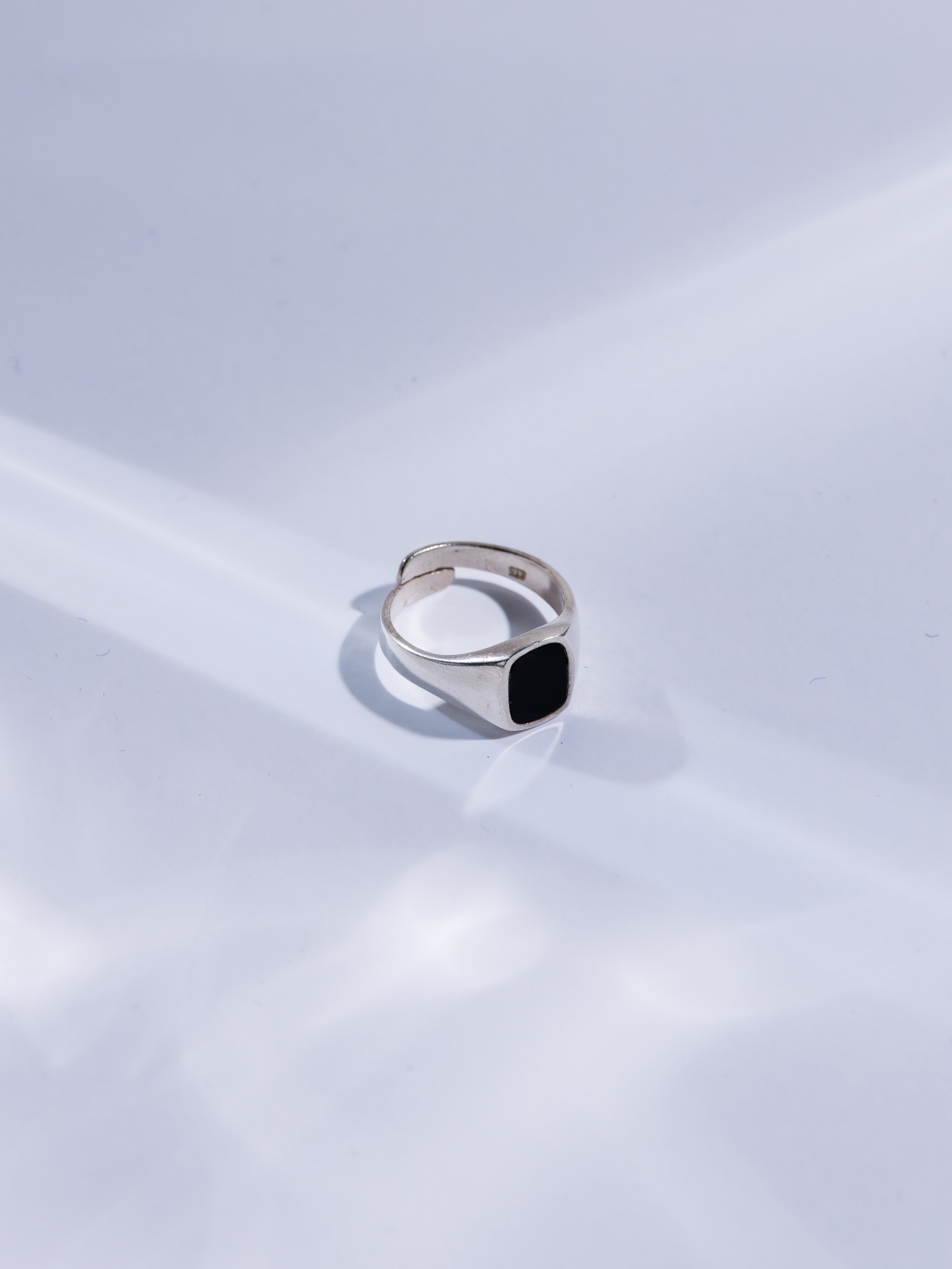 Vintage sterling silver signet onyx modern ring