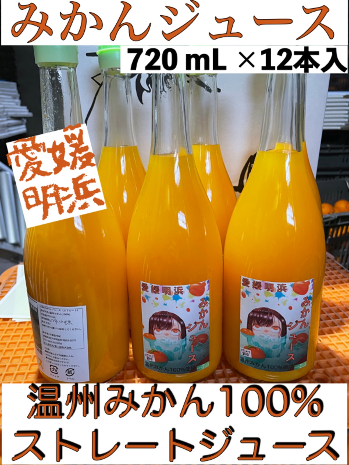 愛媛県産 無添加100%ストレートみかんジュース 12本入り みかんジュース 500ml×12本入 伯方果汁 愛媛 ストレート 無添加