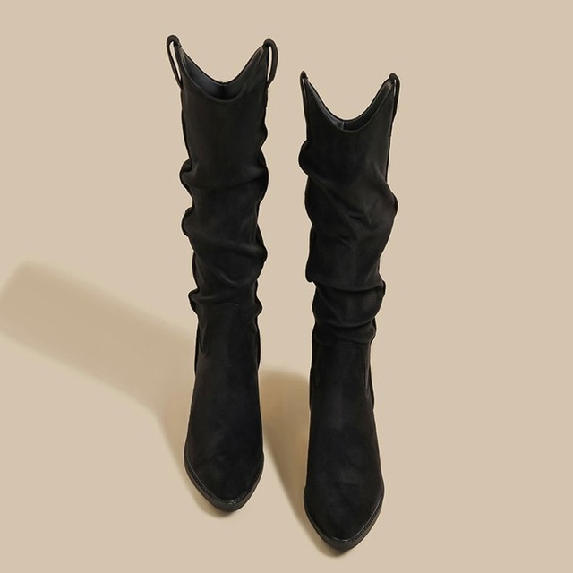 suede drape boots