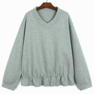 V-NECK DRAWSTRING HEM LONG SLEEVE T-SHIRT M-18418