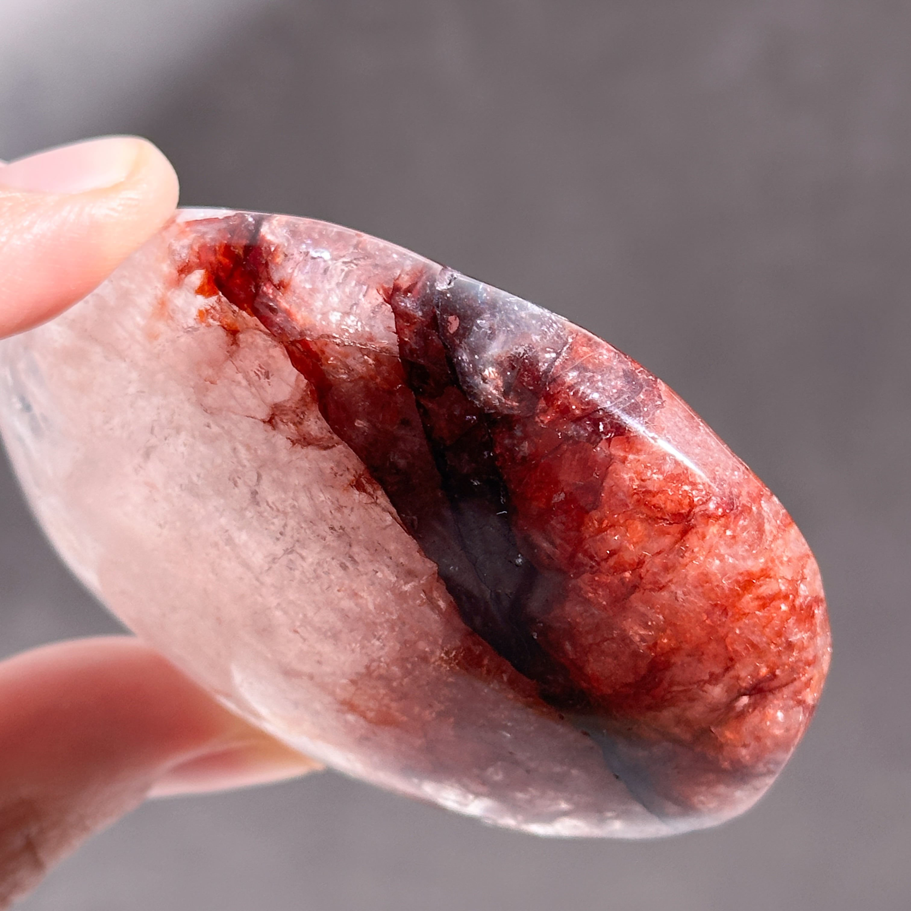 レッドヘマタイトクォーツ パームストーン32◇Red Hematite Quartz