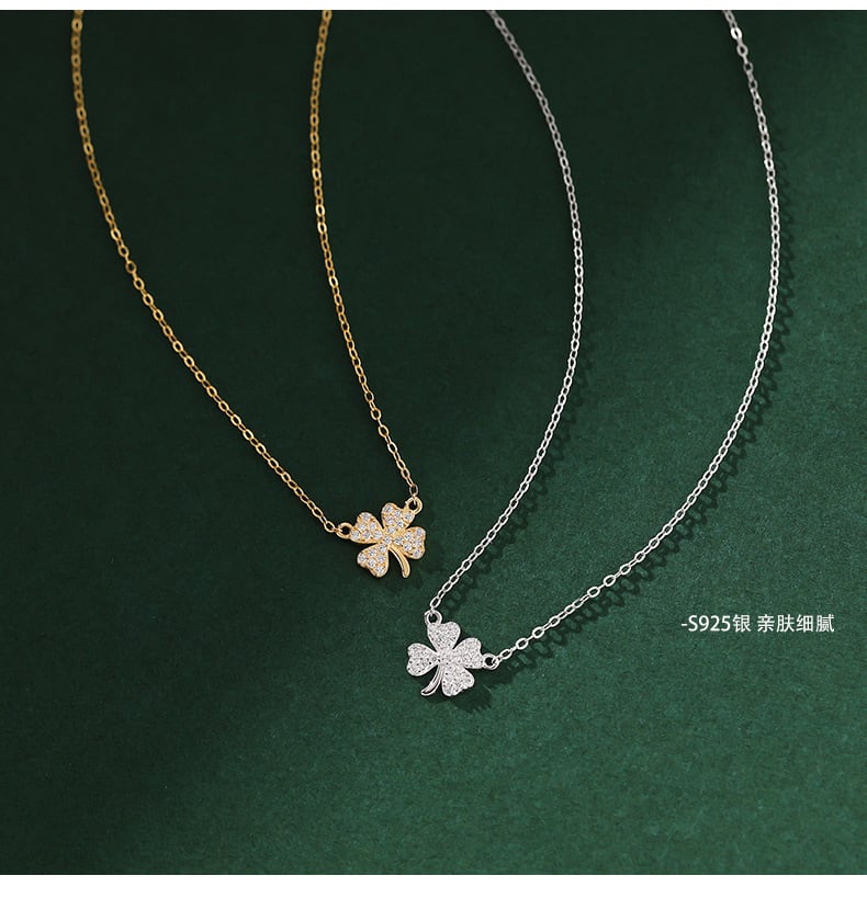 四つ葉 ジルコニア ネックレス シルバー925 2色 A2482 | Pay ID