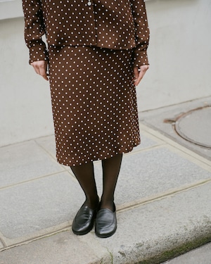 Dot Jacquard Midi Skirt - Brown