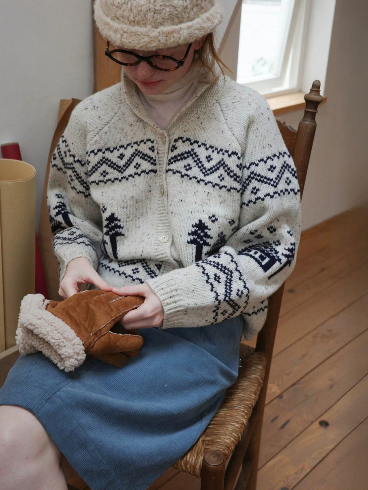 Boréal Lodge Wool Jacquard Cardigan F0870