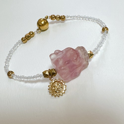 お守り龍神✴︎フローライト龍頭ブレスレット　ピンク
