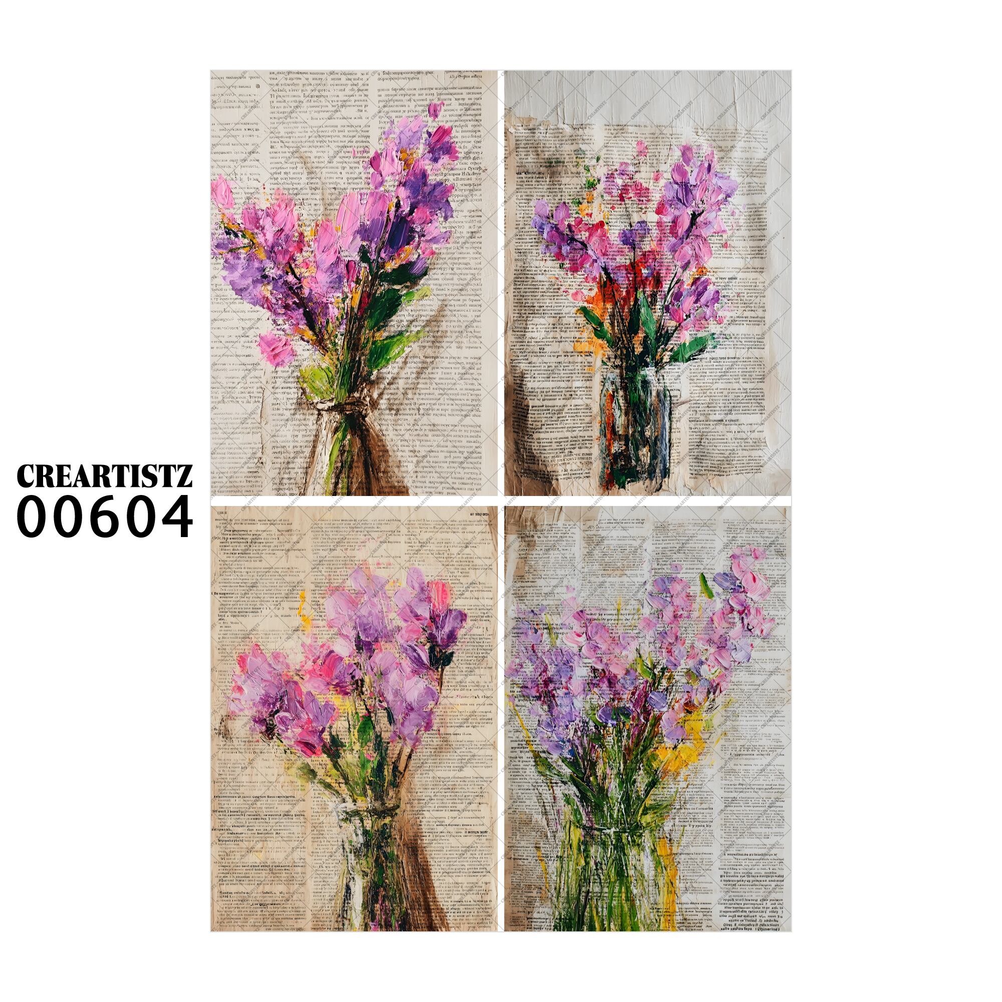 00604 背景 コラージュ素材 オリジナル 12枚セット (4種類×3枚) ペーパー/ステッカー CREARTISTZ